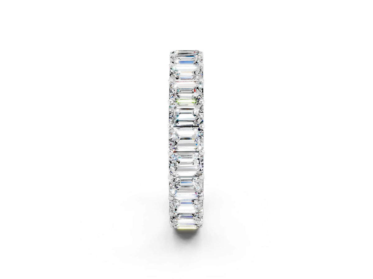 Emerald Cut Moissanite Eternity Band in Silver with Aligned Shared Prong Setting_2