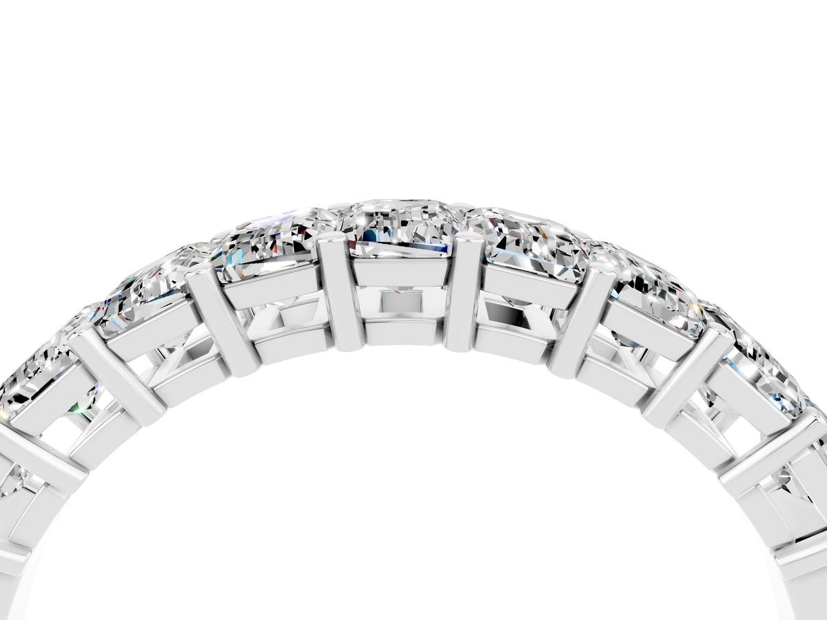 Emerald Cut Moissanite Eternity Band in Silver with Prong Setting_4