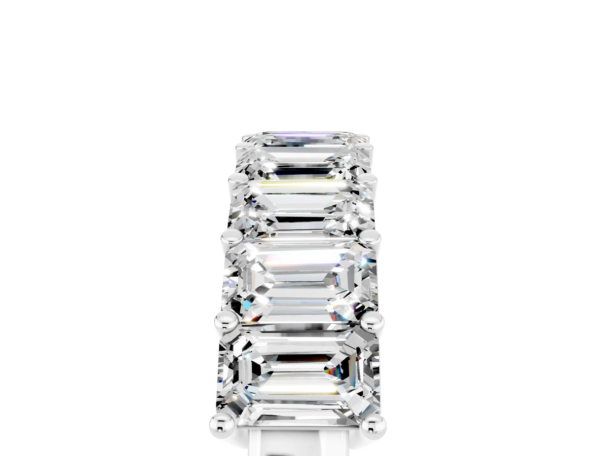 Emerald Cut Moissanite Eternity Band in White gold with Prong Setting_5