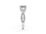 Emerald Cut Moissanite Solitaire Ring in White gold with Interwoven Pavé Band and Prong Setting_2