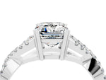 Emerald Cut Moissanite Solitaire Ring in White gold with Interwoven Pavé Band and Prong Setting_4