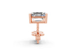 Emerald Cut Moissanite Stud Earrings in Rose gold with Basket Setting_2