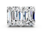 Emerald Cut Moissanite Stud Earrings in White gold with Basket Setting