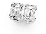 Emerald Cut Moissanite Stud Earrings in White gold with Basket Setting_1