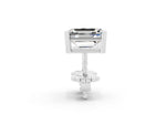 Emerald Cut Moissanite Stud Earrings in White gold with Basket Setting_2