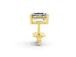 Emerald Cut Moissanite Stud Earrings in Yellow gold with Basket Setting_2