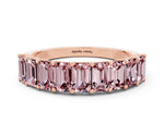 Emerald Cut Morganite Eternity Band in Rose gold with Prong Setting