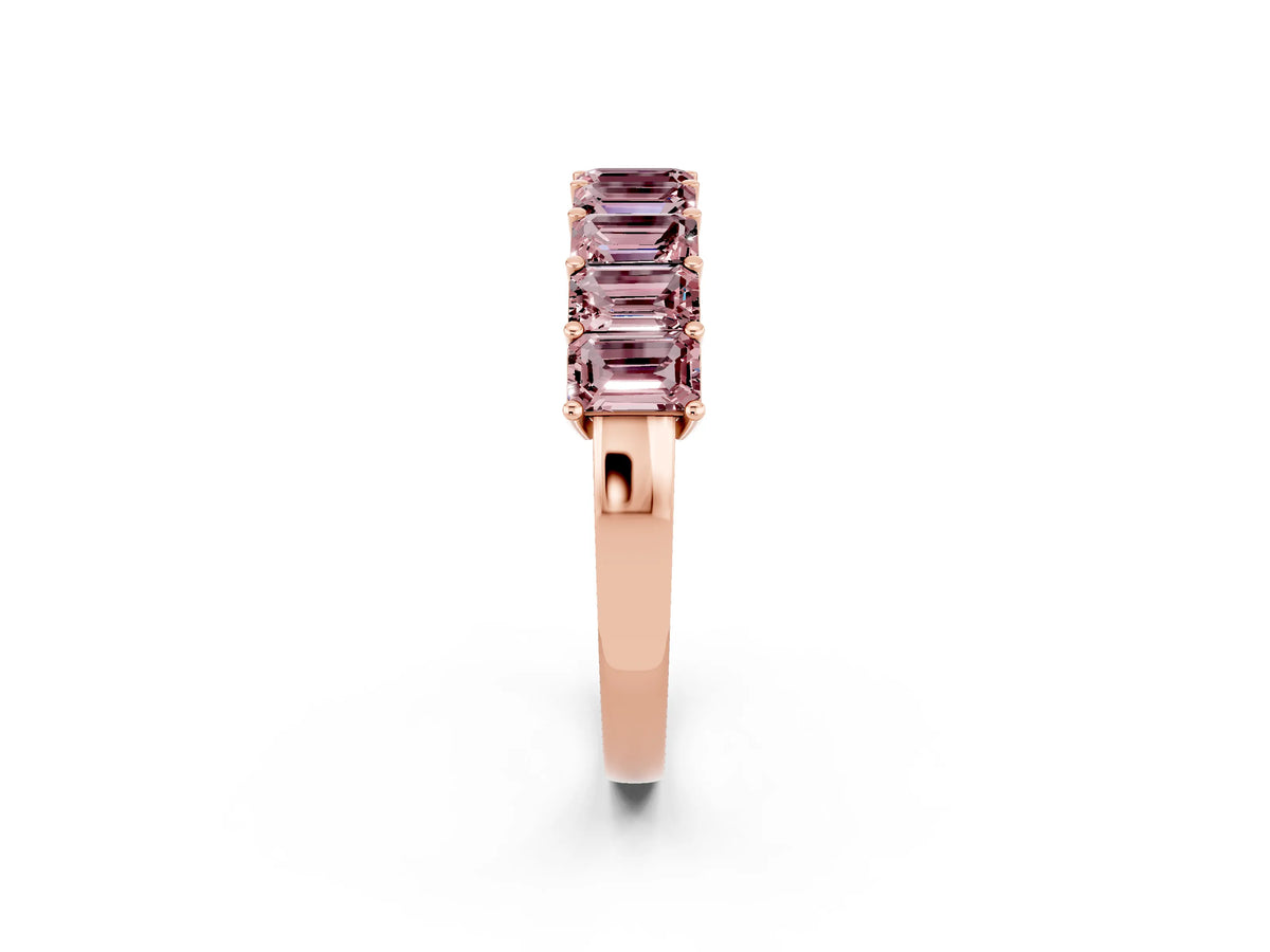 Emerald Cut Morganite Eternity Band in Rose gold with Prong Setting_2