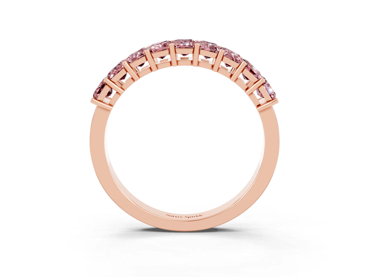 Emerald Cut Morganite Eternity Band in Rose gold with Prong Setting_3