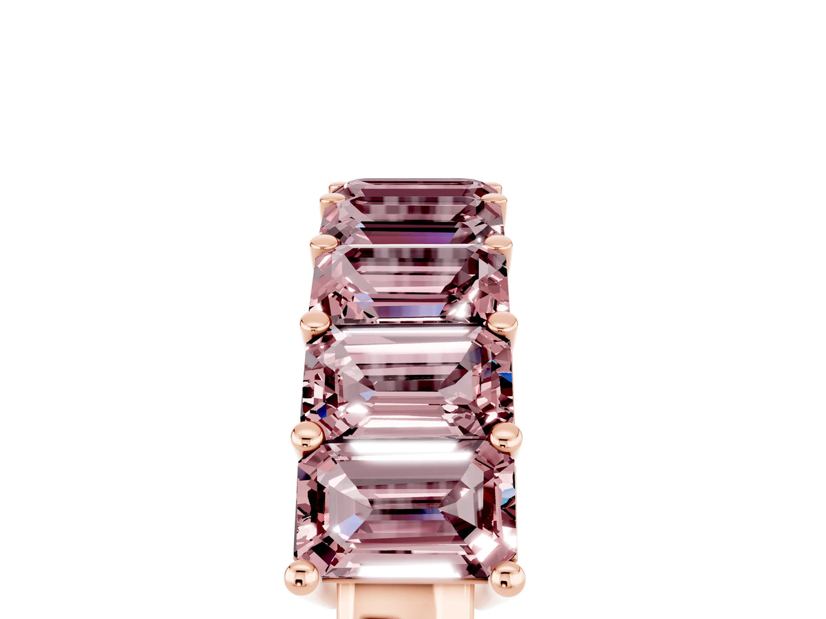 Emerald Cut Morganite Eternity Band in Rose gold with Prong Setting_5