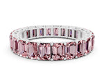 Emerald Cut Morganite Eternity Band in Silver with Aligned Shared Prong Setting