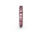 Emerald Cut Morganite Eternity Band in Silver with Aligned Shared Prong Setting_2