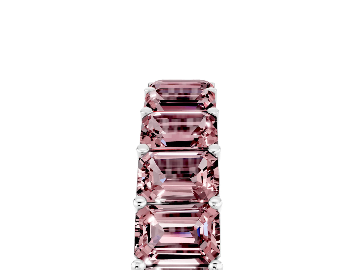 Emerald Cut Morganite Eternity Band in White gold with Aligned Shared Prong Setting_5