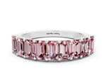 Emerald Cut Morganite Eternity Band in White gold with Prong Setting