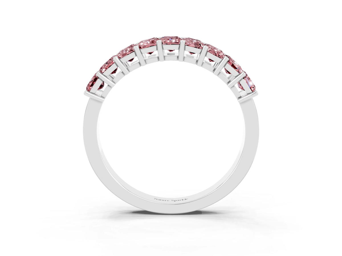 Emerald Cut Morganite Eternity Band in White gold with Prong Setting_3