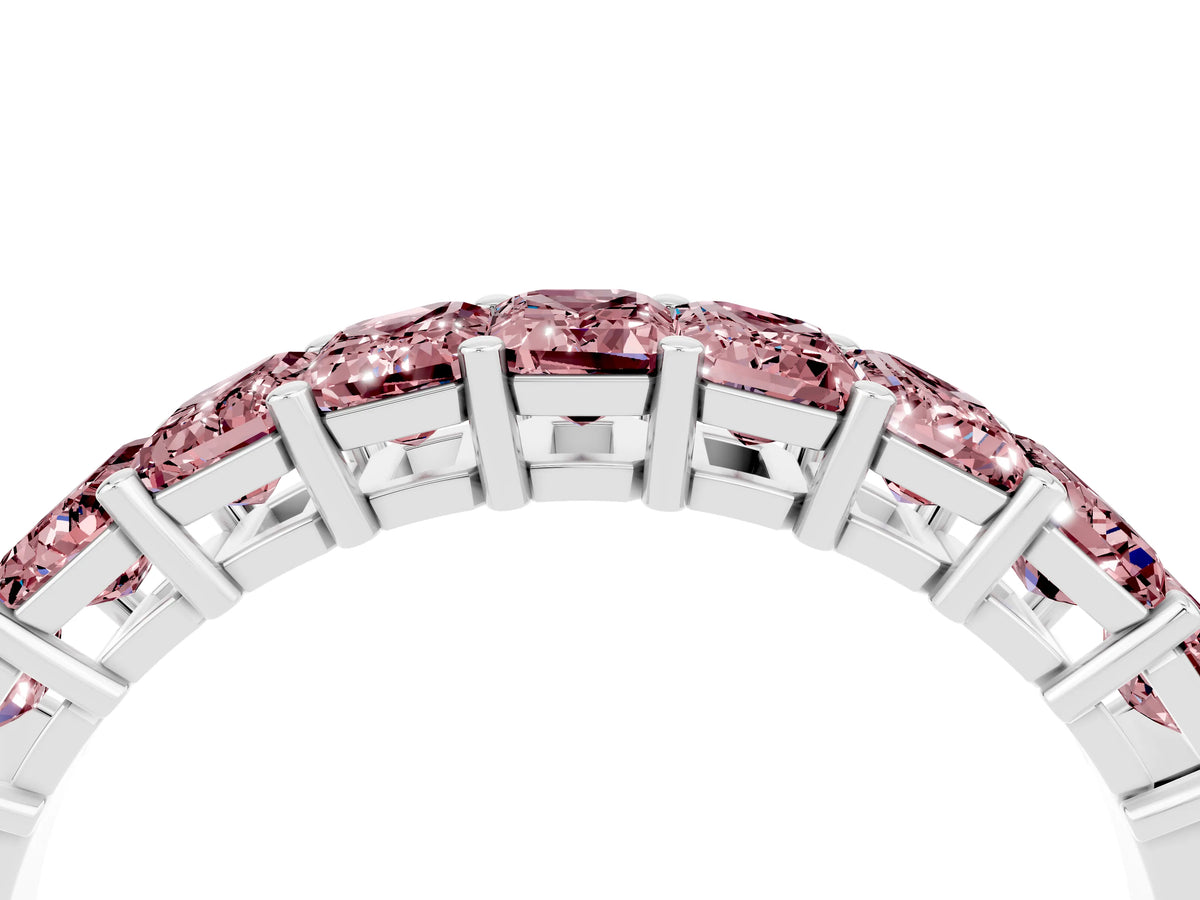Emerald Cut Morganite Eternity Band in White gold with Prong Setting_4