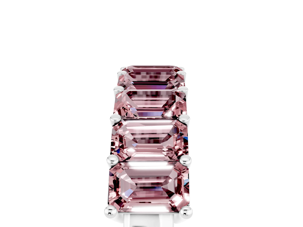 Emerald Cut Morganite Eternity Band in White gold with Prong Setting_5