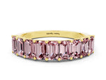 Emerald Cut Morganite Eternity Band in Yellow gold with Prong Setting