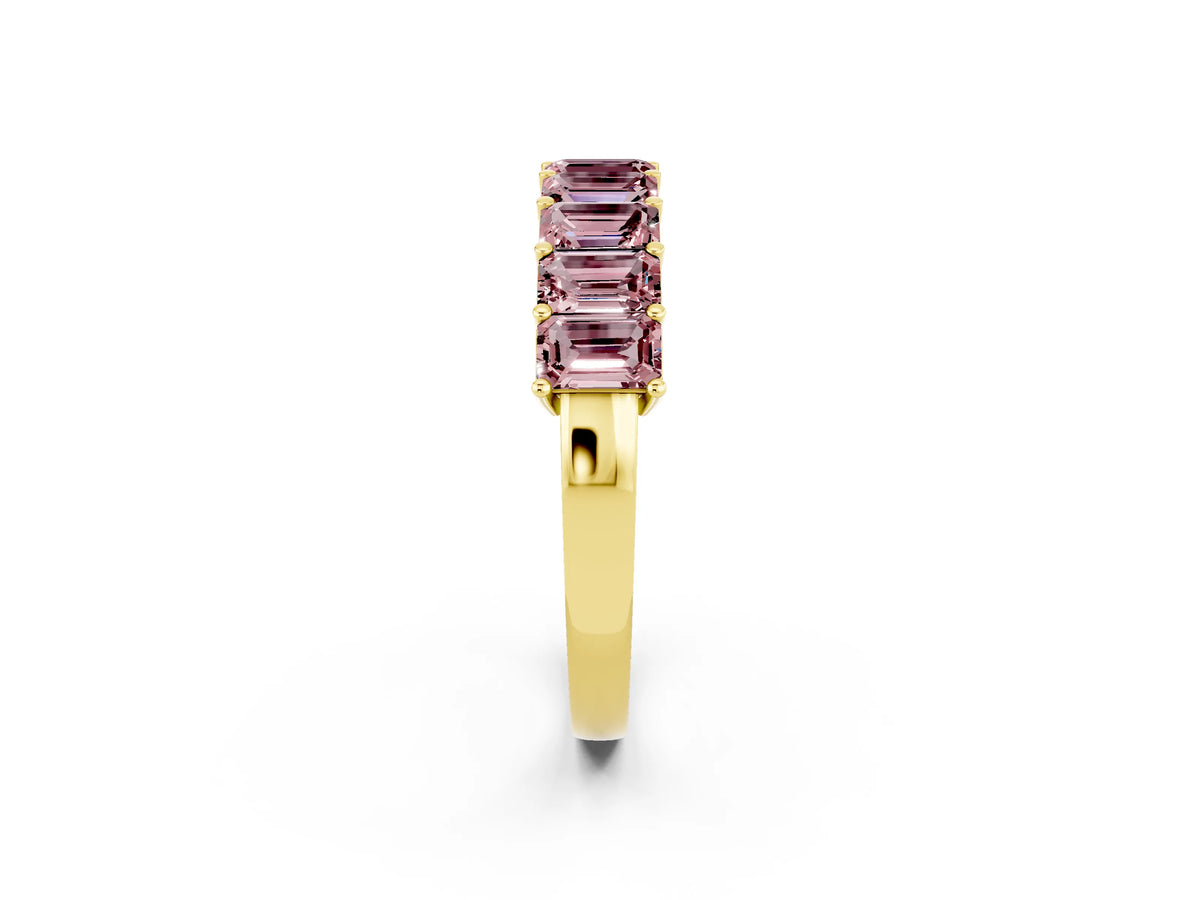 Emerald Cut Morganite Eternity Band in Yellow gold with Prong Setting_2