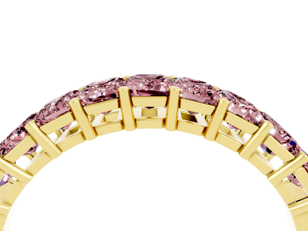 Emerald Cut Morganite Eternity Band in Yellow gold with Prong Setting_4