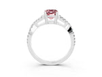 Emerald Cut Morganite Solitaire Ring in Platinum with Interwoven Pavé Band and Prong Setting_9