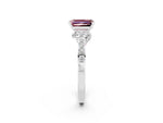Emerald Cut Morganite Solitaire Ring in Silver with Crossover Gallery and Round Pavé Band_2