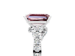 Emerald Cut Morganite Solitaire Ring in Silver with Crossover Gallery and Round Pavé Band_5