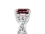Emerald Cut Morganite Solitaire Ring in Silver with Interwoven Pavé Band and Prong Setting_11