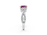 Emerald Cut Morganite Solitaire Ring in Silver with Interwoven Pavé Band and Prong Setting_8