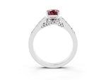 Emerald Cut Morganite Solitaire Ring in White gold with Crossover Gallery and Round Pavé Band_3