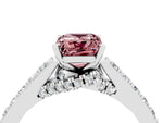Emerald Cut Morganite Solitaire Ring in White gold with Crossover Gallery and Round Pavé Band_4