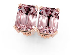 Emerald Cut Morganite Stud Earrings in Rose gold with Basket Setting_1