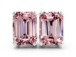 Emerald Cut Morganite Stud Earrings in White gold with Basket Setting