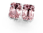 Emerald Cut Morganite Stud Earrings in White gold with Basket Setting_1