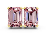 Emerald Cut Morganite Stud Earrings in Yellow gold with Basket Setting