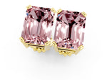 Emerald Cut Morganite Stud Earrings in Yellow gold with Basket Setting_1