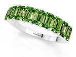 Emerald Cut Peridot Eternity Band in Platinum with Prong Setting_1