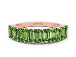 Emerald Cut Peridot Eternity Band in Rose gold with Prong Setting