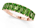 Emerald Cut Peridot Eternity Band in Rose gold with Prong Setting_1