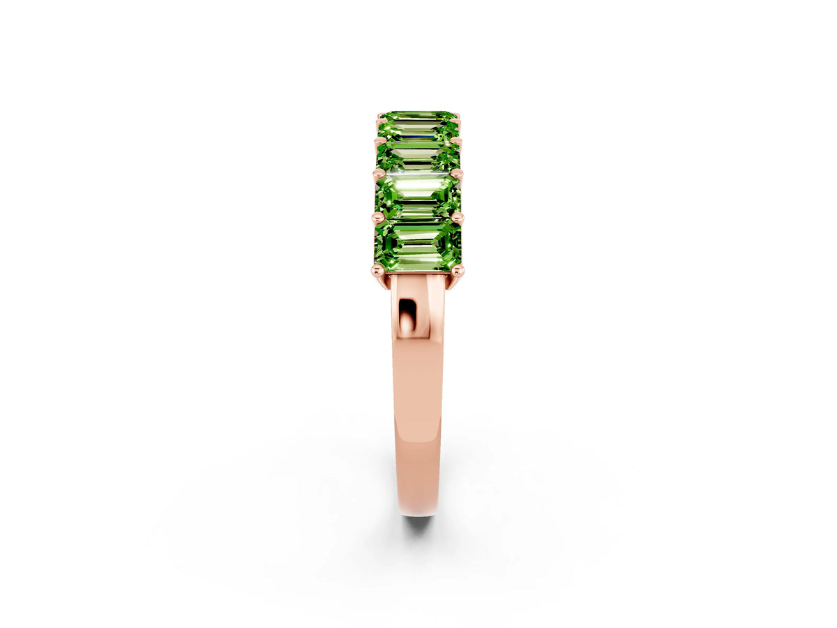 Emerald Cut Peridot Eternity Band in Rose gold with Prong Setting_2