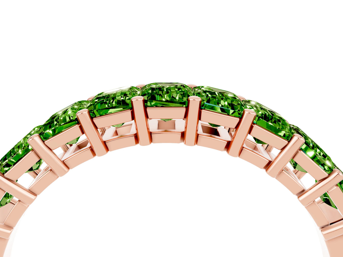 Emerald Cut Peridot Eternity Band in Rose gold with Prong Setting_4