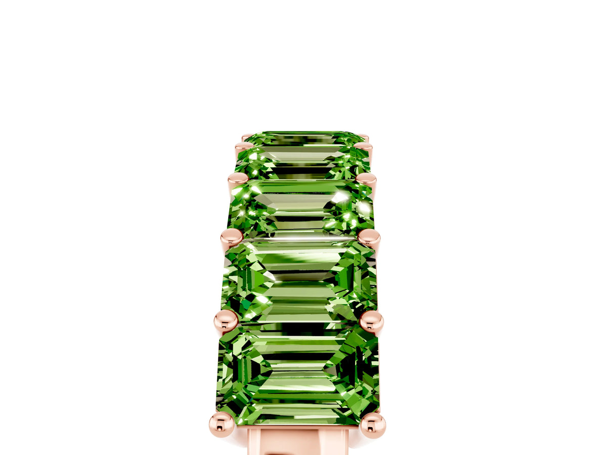 Emerald Cut Peridot Eternity Band in Rose gold with Prong Setting_5