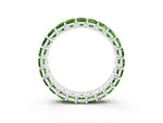 Emerald Cut Peridot Eternity Band in Silver with Aligned Shared Prong Setting_3