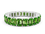 Emerald Cut Peridot Eternity Band in White gold with Aligned Shared Prong Setting