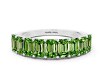 Emerald Cut Peridot Eternity Band in White gold with Prong Setting