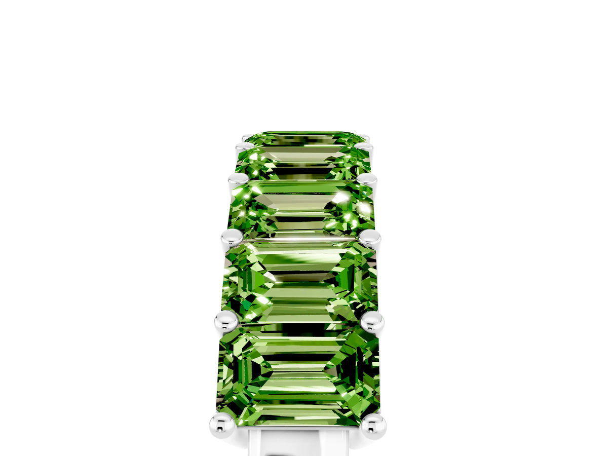 Emerald Cut Peridot Eternity Band in White gold with Prong Setting_5