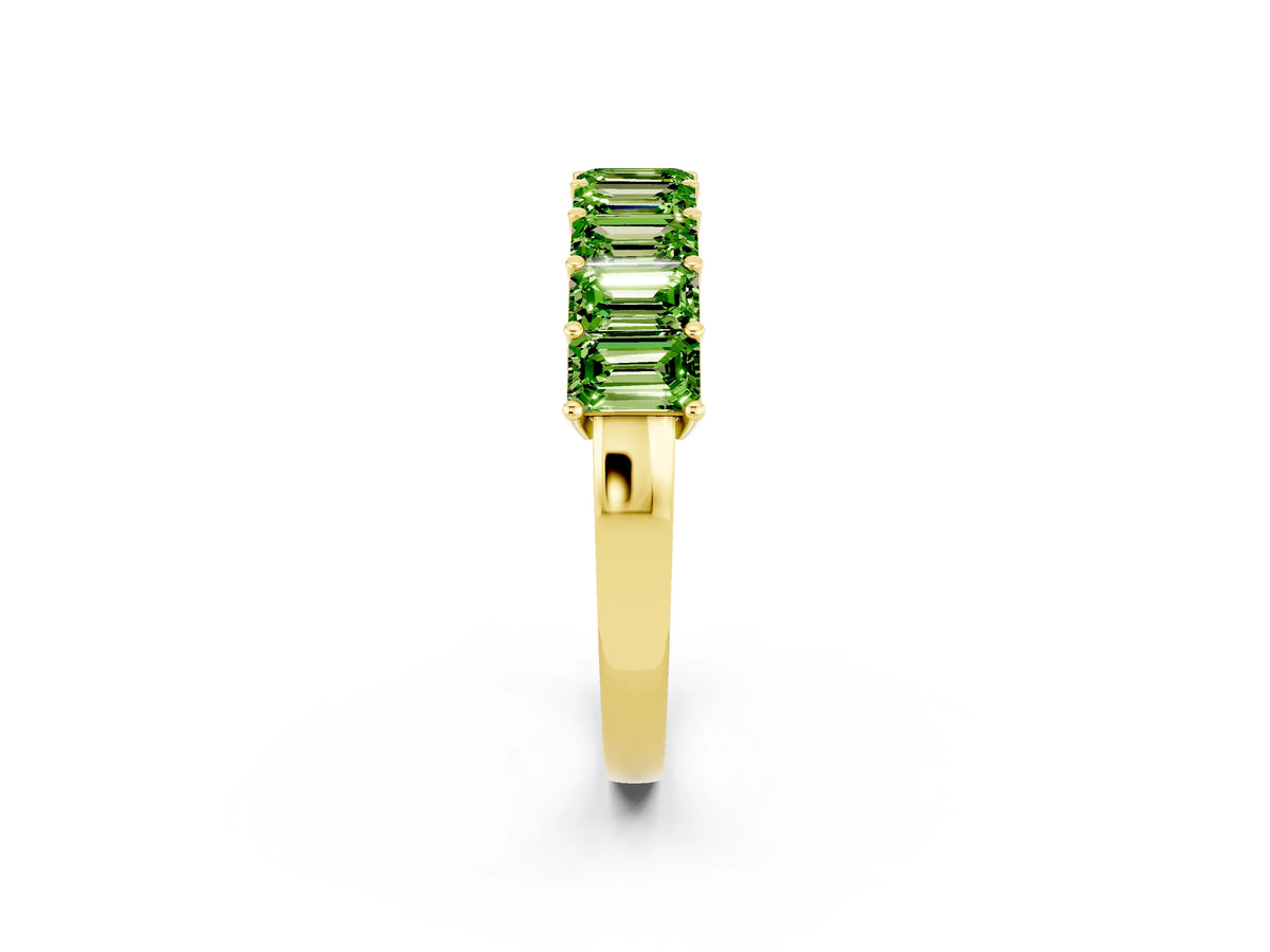 Emerald Cut Peridot Eternity Band in Yellow gold with Prong Setting_2