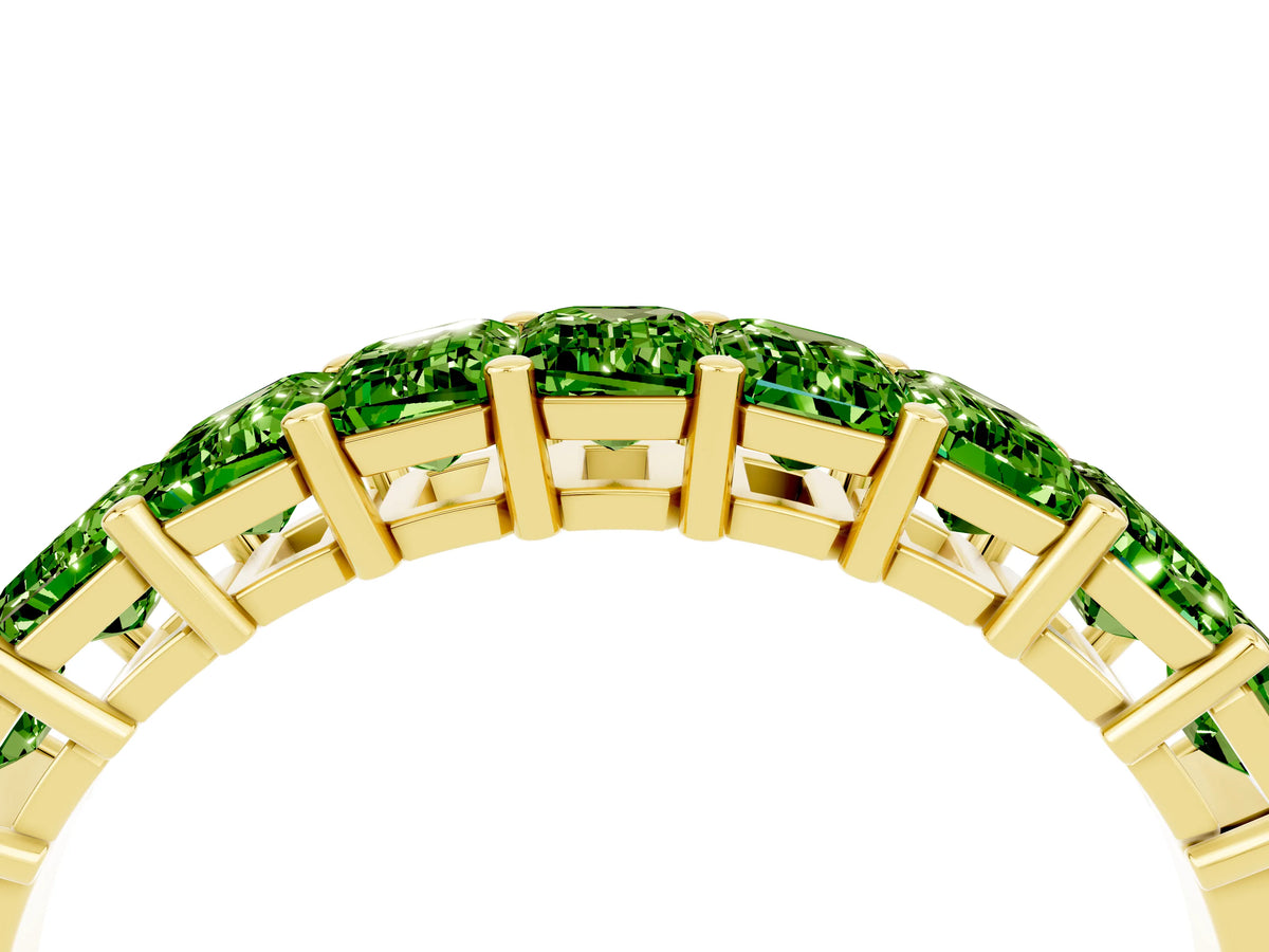 Emerald Cut Peridot Eternity Band in Yellow gold with Prong Setting_4