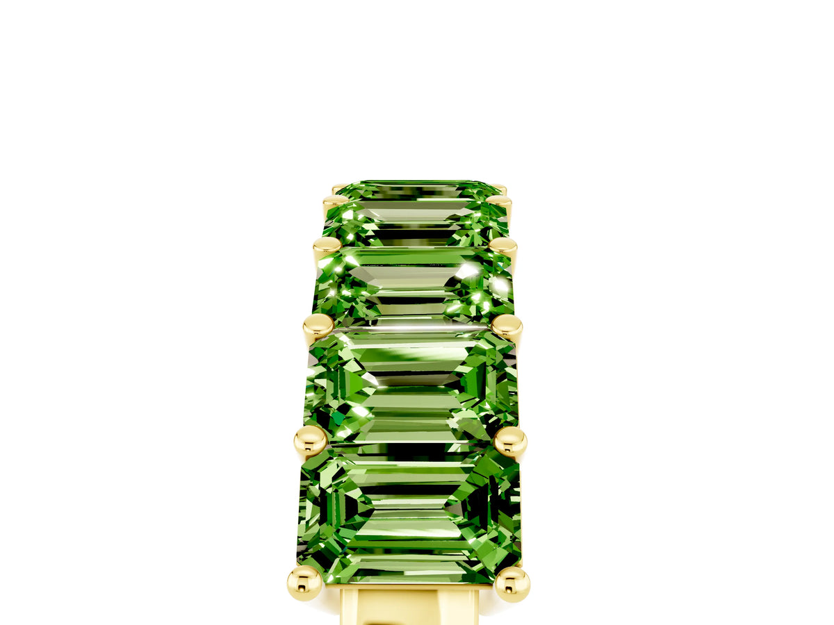 Emerald Cut Peridot Eternity Band in Yellow gold with Prong Setting_5