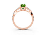 Emerald Cut Peridot Solitaire Ring in Rose gold with Interwoven Pavé Band and Prong Setting_3